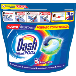 Dash 3in1 капсули за пране 43 бр - Salva Colore