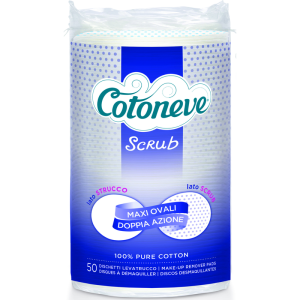 Cotoneve Scrub памучни скраб тампони за грим овални макси размер 50 бр. - 100% памук