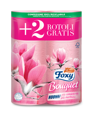 FOXY супер мека, цветна и ароматна тоалетна хартия 3 пласта / 6 ролки - розова 