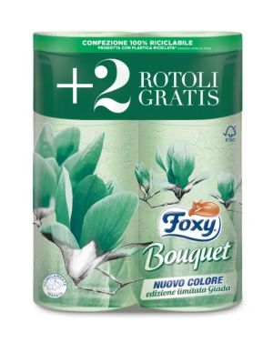 FOXY супер мека, цветна и ароматна тоалетна хартия 3 пласта / 6 ролки - зелена