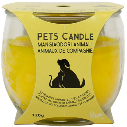 Pets Candle ароматизираща свещ за неутрализиране на неприятните миризми от домашни любимци 120 гр