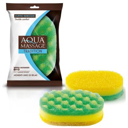 Aqua гъба за баня Антицелулит 2в1, Овал с 2 масажни лица