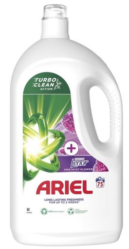  ARIEL (+LENOR) течен перилен препарат за цветно пране 3,75 л, 75 пранета - Amethyst Flower 