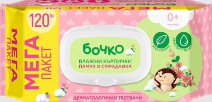 Бочко мокри кърпи Мега пакет - Памук и смрадлика 120 броя 