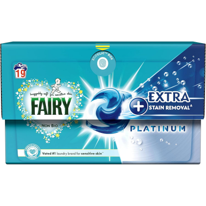 Fairy Platinum Non Bio Stain Removal капсули за пране, 19 пранета
