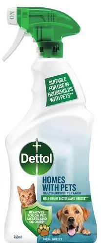 Dettol Fresh Breeze Pet спрей против миризми и петна от домашни любимци - 750 мл