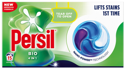 Persil BIO 4 в 1 капсули за пране с формула за петна - 15 броя