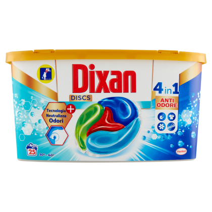 DIXAN капсули за пране 4in1 25 бр. универсални, против лоши миризми