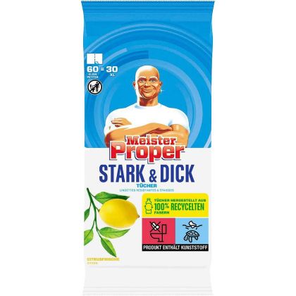 Mister Proper Stark почистващи мокри кърпи за дома 30 бр - Лимон