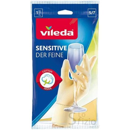 Vileda Sensitive ръкавици домакински, размер S - светло бежови