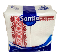 Салфетки SANTIA сгънати, с принт българска шевица 100 бр. 