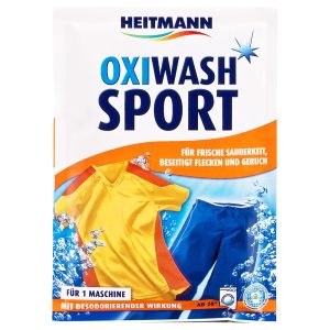 HEITMANN Oxi Wash Sport – Препарат за пране на спортни дрехи (еднократна доза), 50 гр
