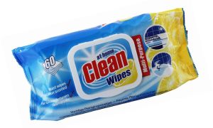At Home Clean универсални мокри кърпи с капаче 60 бр - лимон