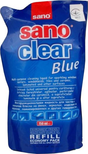 SANO препарат за прозорци 750 мл пълнител - Blue