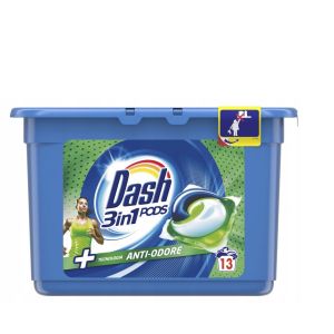 Dash 3in1 капсули за пране на дрехи за спорт и готвене, премахват миризми 13 бр