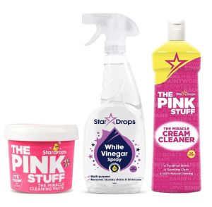 Пакет StarDrops The Pink Stuff: паста 850 гр, крем и спрей Бял оцет + Подарък