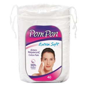 Pom Pon памучни тампони за грим овални макси размер 40 бр. - 100% памук