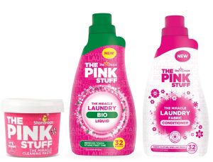 Пакет StarDrops The Pink Stuff: паста 850 гр, перилен п-т БИО срещу петна, Омекотител + Подарък